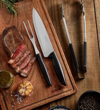 Set 3 Piezas Asado Tramontina Afa Pinza, Cuchillo y Tenedor