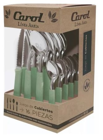 Juego De Cubiertos  16 Piezas Carol Areia Verde ( 31116-ARV)