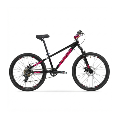 Bicicleta MTB Topmega Whiper Talle Único R26 7V Negro/Fucsia Disco Mec.