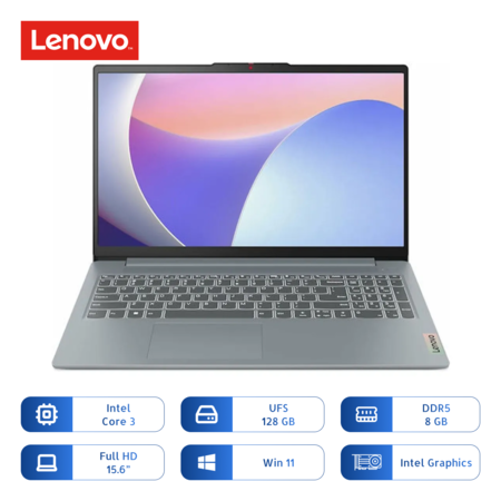 Notebook Lenovo Slim 3 15itn9 Core 3 N355 128gb Ssd 8gb Ram 15.6 Pulg Gris
