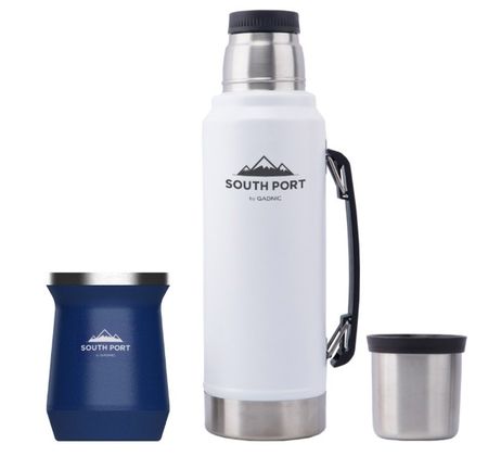 Kit de Termo Blanco y Mate Azul South Port 1L Acero Inoxidable