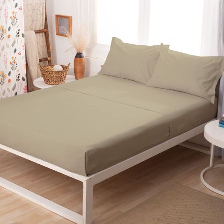 Juego de Sabanas Casablanca Lisa 2 1|2 plazas Plata Beige