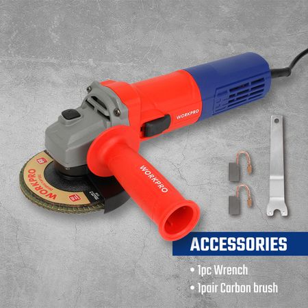 Amoladora Angular Workpro 750w 115mm Profesional + Accesorios- 