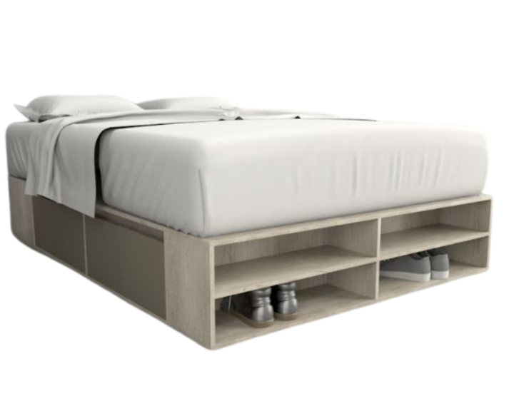 Base Cama Box Linea Minimal 1.40m 4 Cajones Con Estantes 6442 Nevado/Gris C Tables - Vista 9