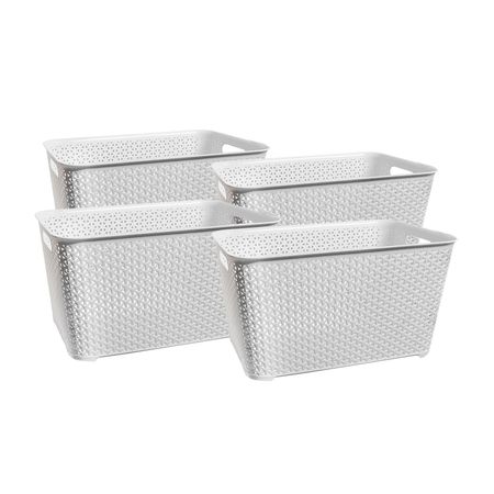 Set de 4 Canastos Organizadores Plastico Rattan Mediano Colombraro