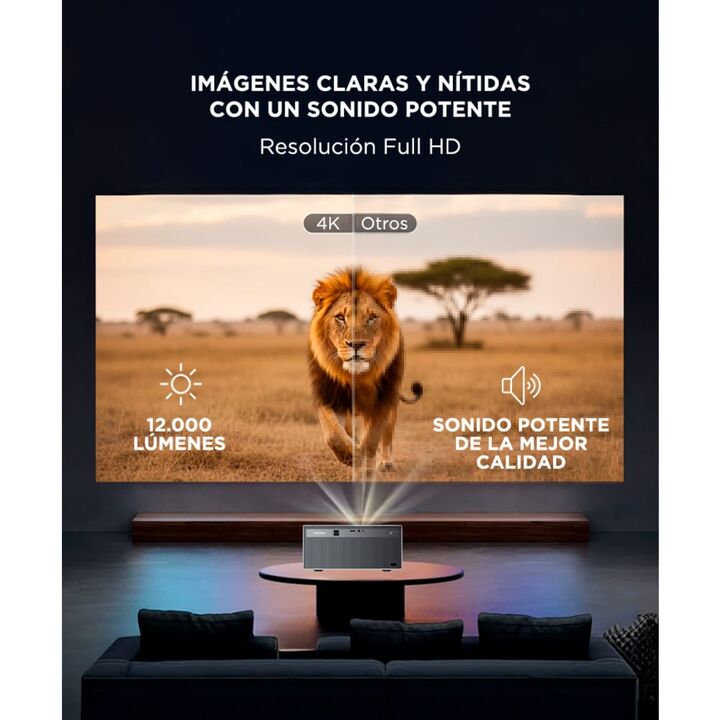 Proyector Gadnic C45 FHD 12000 Lúmenes Android TV AutoFocus AutoKeystone Bolso Transportador Cable HDMI - Vista 6