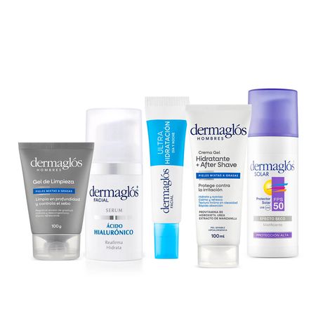 Set Rutina Facial Hidrante Completa Dermaglos Hombre