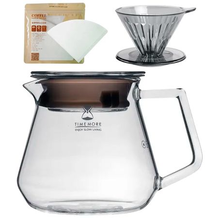 Kit De Jarra Servidora + Filtros Y Cafetera Time More
