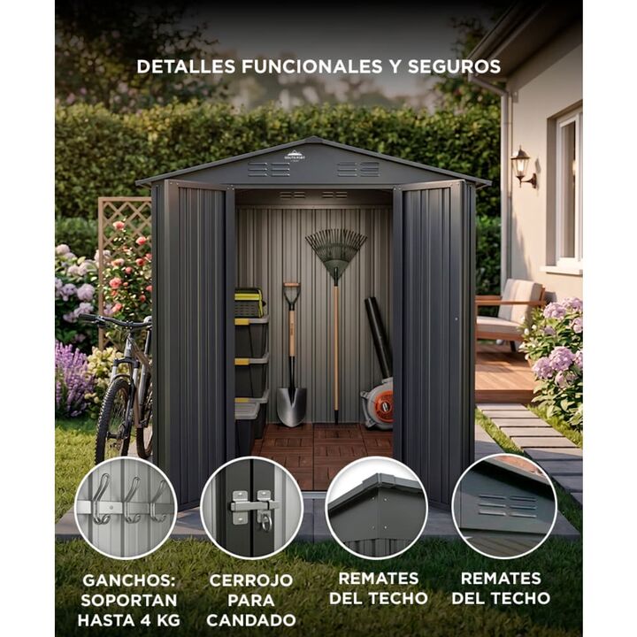 Cobertizo Exterior South Port By Gadnic Acero Galvanizado Doble Puerta Ventilación Galpón 151 x 181 x 195 cm - Vista 5