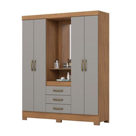 Placard Briz B24-166 Roble/Gris 4Ptas C/Espejo