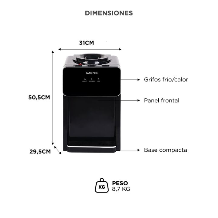 Dispenser De Agua Gadnic Frio Calor Compacto Mesada - Vista 6