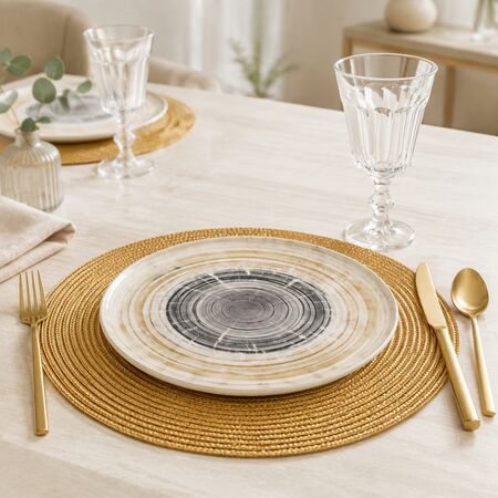 Mantel Individual De Mesa Redondo Diseño Espiral Beige