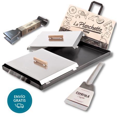 La Plancheta de 2 hornallas + Pinza + Espátula + Set De Tapas + Eco Bolsa - La Planchetta