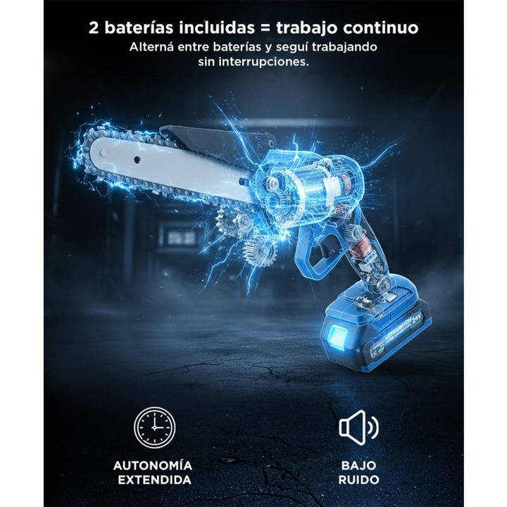 Mini Motosierra Electrica Gadnic Inalambrica + 2 Baterías - Vista 5