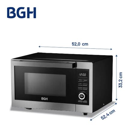 Microondas BGH Digital 30 Litros Grill Air Fryer Inoxidable/Negro B330DFN24