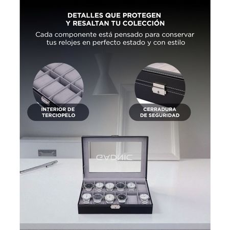 Estuche Organizador Gadnic de 12 Relojes Con Bisagra de Metal