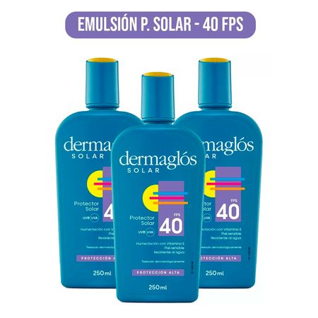 Set Protector Solar Dermaglos Emulsion Fps40 250ml 3unidades