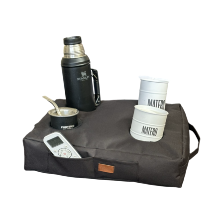 Almohadón Matero Cuatro Espacios Con Bolsillos Impermeable Cordura Negro 