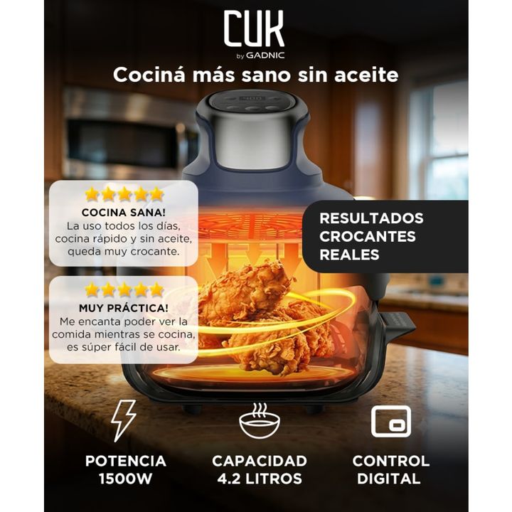 Freidora De Aire CUK By Gadnic Recipiente De Vidrio 4.2L Control Digital 1500W - Vista 2
