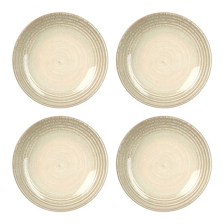 Set x 4 Plato Hondo Sopero Pasta 25 cm Porcelana Decorado Color Beige