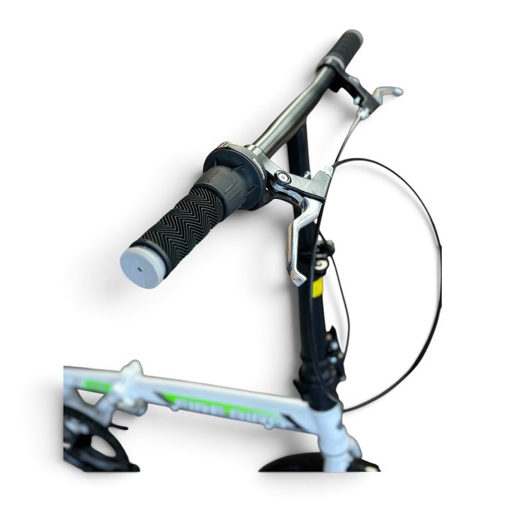 Bicicleta Plegable Fire Bird Rect _Blanco-Verde _Cuadro de acero _Freno a disco _6vel _ Rodado 20” - Vista 4