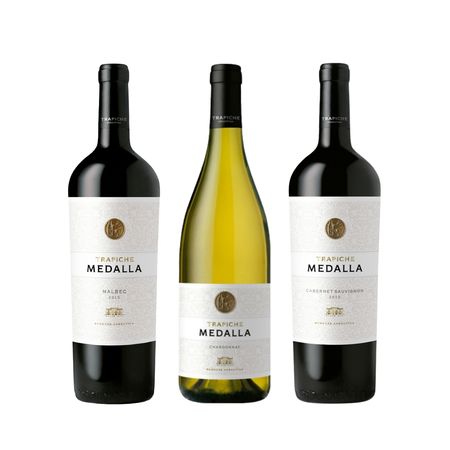 Set Vinos Combinados Trapiche Medalla Seleccion x 3 Con Estuche