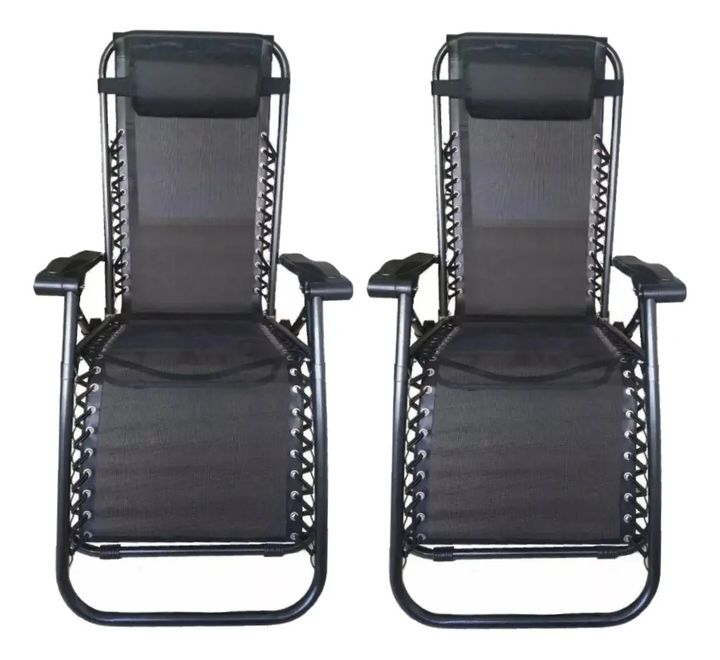 2 Reposeras Jardin Gravedad Zero Negro Hierro Coversol Cts - Vista 4