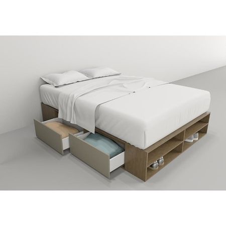 Box de Cama DS Home 1,60 m 4 Cajones 1 Puerta Nogal Gris 203x33x162 cm