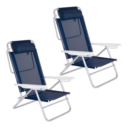 Kit X2 Reposera de Aluminio Plegable 6 Posiciones Mor 120Kg