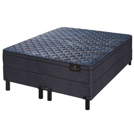 Conjunto Sommier y Colchon de Resorte LFK King Koil Aspen King Size 180x200x25cm Reforzado Con Pillow de Espuma Extra Firme Tela Tejido Pique Matelasseado y Marco de Espuma Rigida
