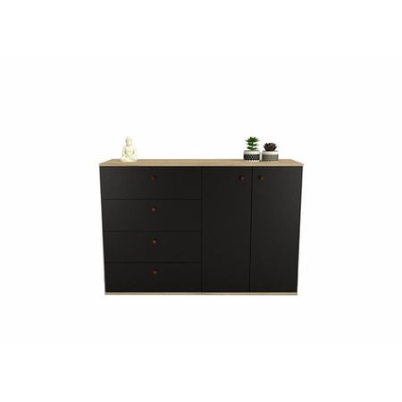 Vajillero DS Home 4 Cajones 2 Puertas Olmo Finlandés Negro 129x90x38 cm