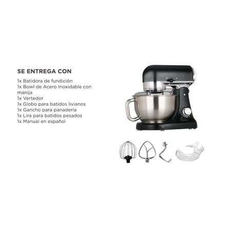 Batidora Planetaria Negra Cuk By Gadnic B3050 1000w Bowl Acero Inoxidable 5lt 8 Velocidades