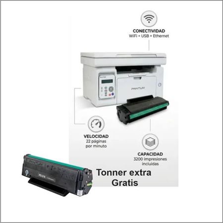 IMPRESORA LASER MULTIFUNCION PANTUM M6509NW WIFI+RJ45 +Tonner Extra de regalo
