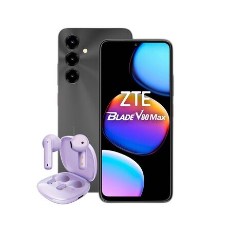 Combo ZTE V80 Max 4+256GB Negro + Auriculares TWS Dekkin Purple