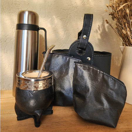 Combo matero imperial completo negro ecocuero sobres