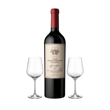 Set Vino Tinto Presidents Blend y 2 Copas y Estuche Libro