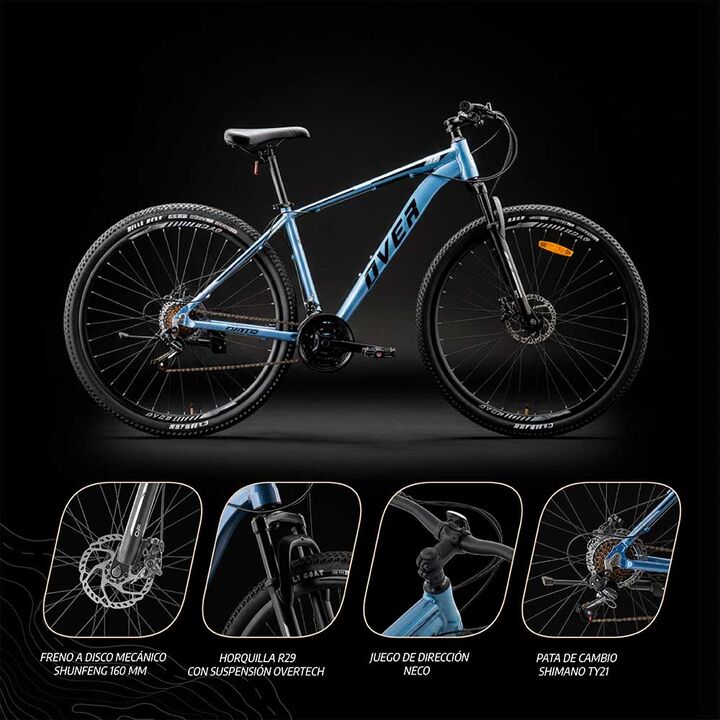 Bicicleta Mtb Overtech Fortis R29 Aluminio Full Shimano Freno Disco - Vista 14