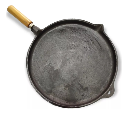 Plancha Bifera Lisa Sin Enlozar N 4 Mango Madera 31cm Negro