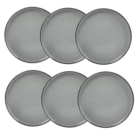Set x 6 Plato Playo 27 Cm Porcelana Artesanal Filo Envejecido