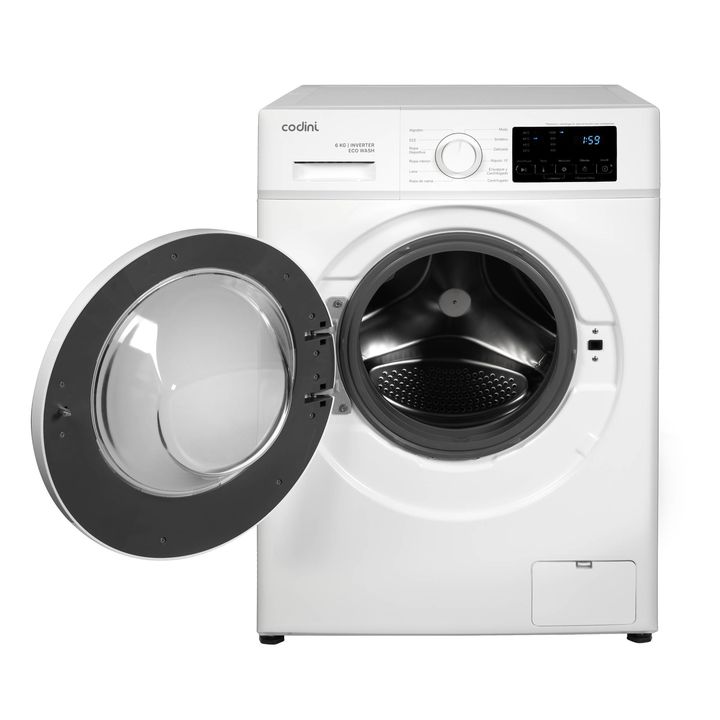 Lavarropas Automático Carga Frontal 6 kg 1000 RPM A Display Led Steam Blanco Codini - AIAFA6010B - Vista 2