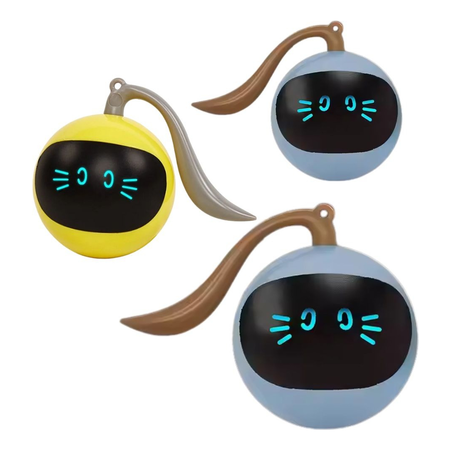 Pelota Interactiva Gatos Cumo Carita Gira 360 - 5 Cm Led