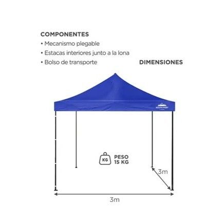 GAZEBO PLEGABLE GADNIC GAZEBO04 3x3MT SIN PAREDES