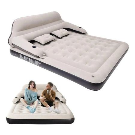 Colchón De Aire Queen Con Cabecero Y Almohadas