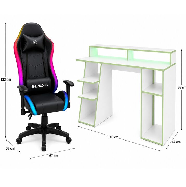 Combo Silla Gaming Shenlong GC150 Iluminación RGB + Escritorio Gamer ES0009 Fiplasto - Vista 4