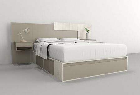 Base Cama Box Linea Minimal 1.60m 4 Cajones Con 1 Puerta 6443 Nevado/Gris Tables