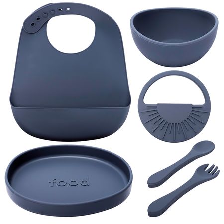 Set de Alimentación de Bebé Gadnic Cubiertos Platos de Silicona Gris