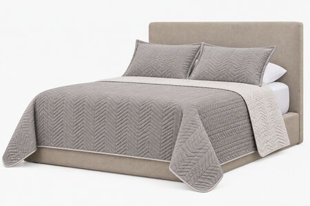 Cubrecama reversible queen con funda de almohada color gris claro/beige
