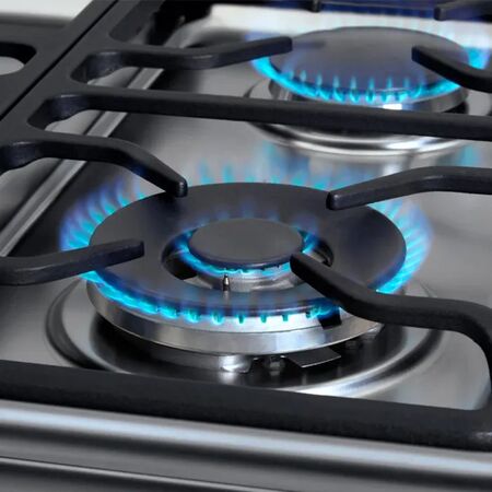Cocina Longvie Inoxidable 60cm Digital Encendido Luz Grill Ventilacion Tangente