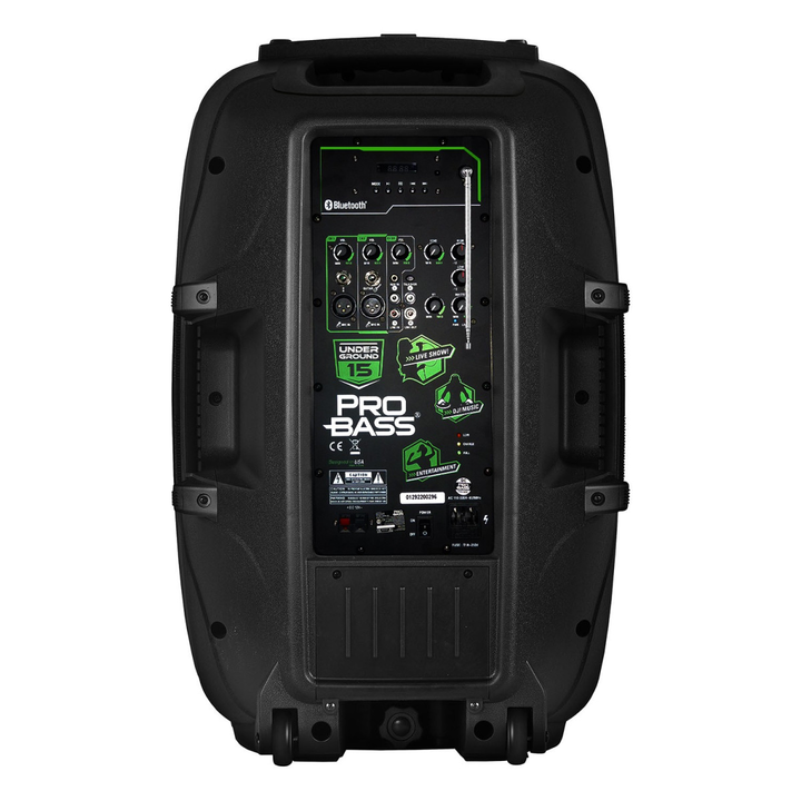 Bafle Potenciado Portátil PROBASS Underground 15 Bluetooth con Batería Micrófono y C. Remoto - Vista 2