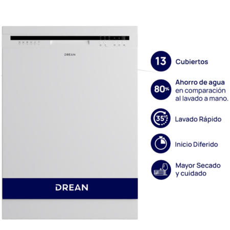 Lavavajillas Drean 13 Cubiertos Blanco Lvdr1306Cb
